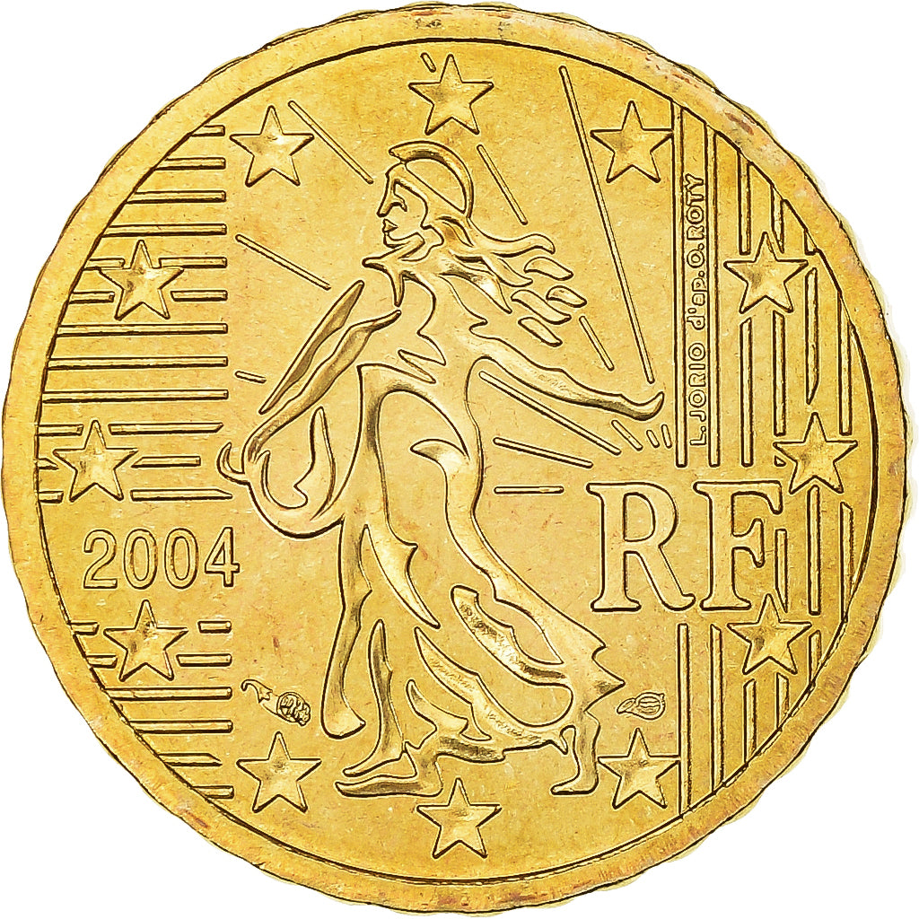 France, 10 Euro Cent, 2004, Paris, BU, MS(65-70), Brass, KM:1285