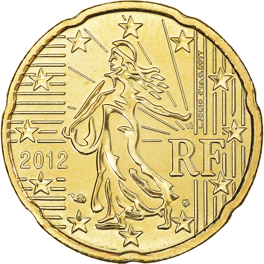 France, 20 Euro Cent, 2012, Paris, BU, MS(65-70), Brass, Gadoury:5a, KM:1411