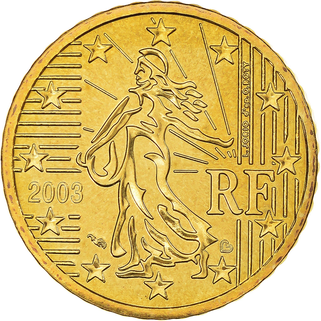 France, 50 Euro Cent, 2003, Paris, BU, MS(65-70), Brass, KM:1287