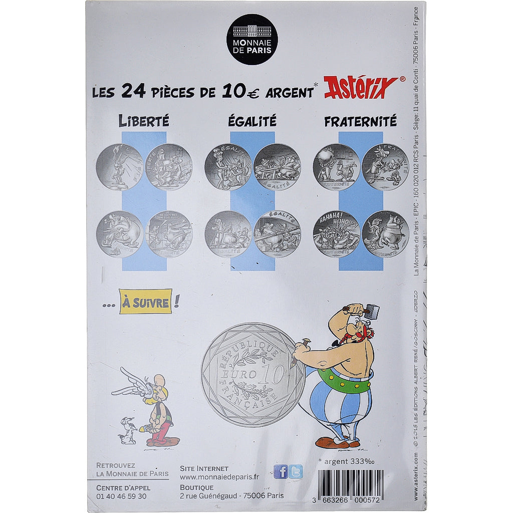 France, 10 Euro, Astérix Liberté (La grande traversée), 2015, Paris, B.D