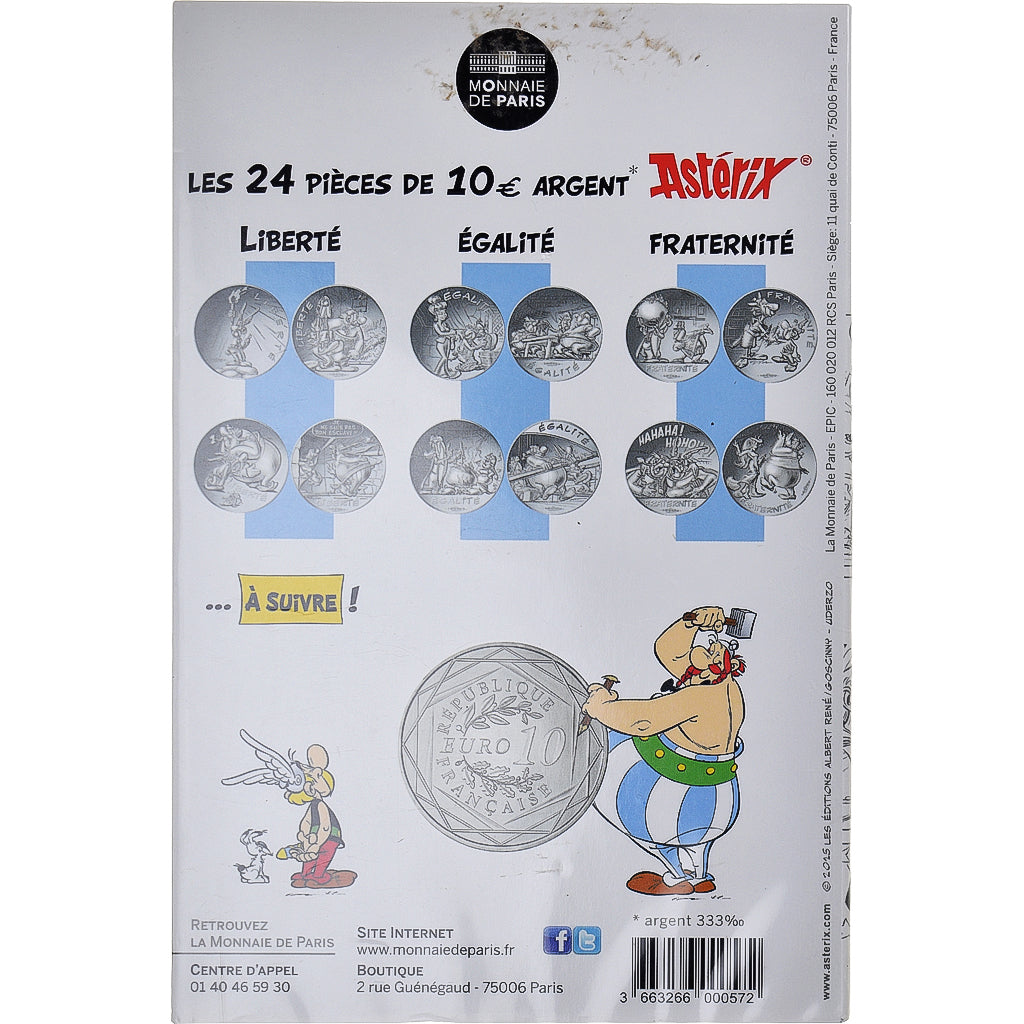 France, 10 Euro, Astérix Égalité (Le devin - Panoramix), 2015, Paris, B.D