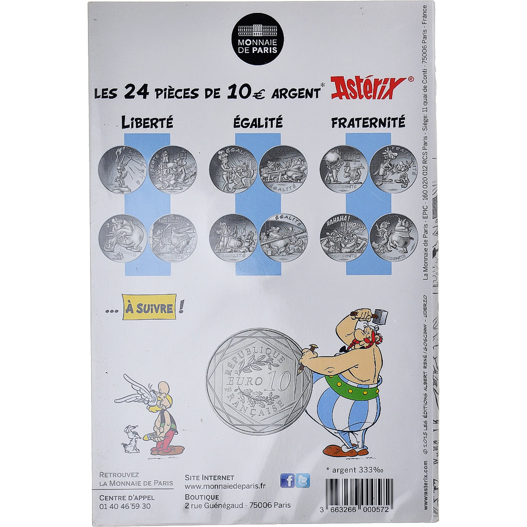 France, 10 Euro, Astérix - Fraternité - Chez les Belges, 2015, Paris, B.D