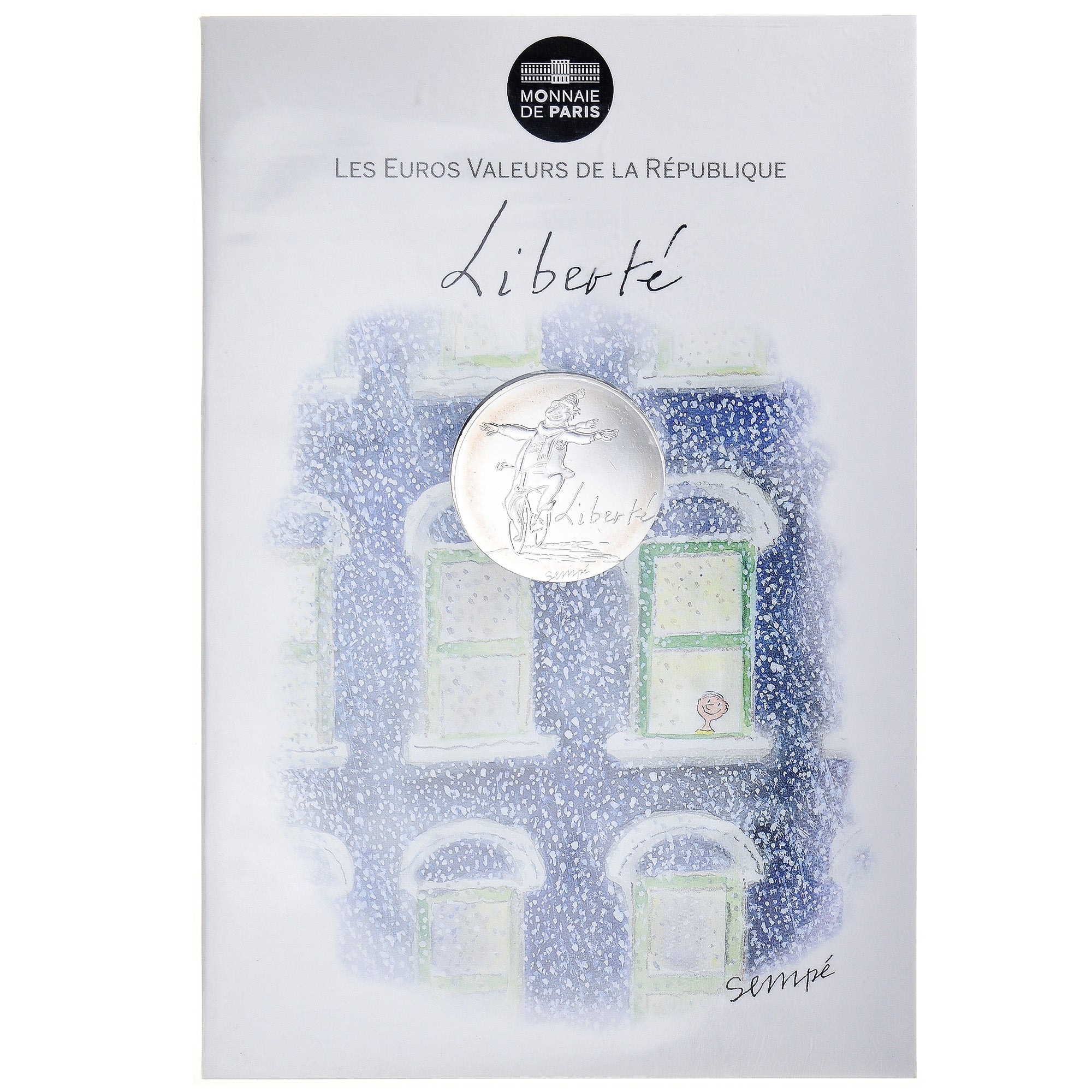 France, Monnaie de Paris, 10 Euro, Liberté Hiver Sempé, 2014, Paris, FDC