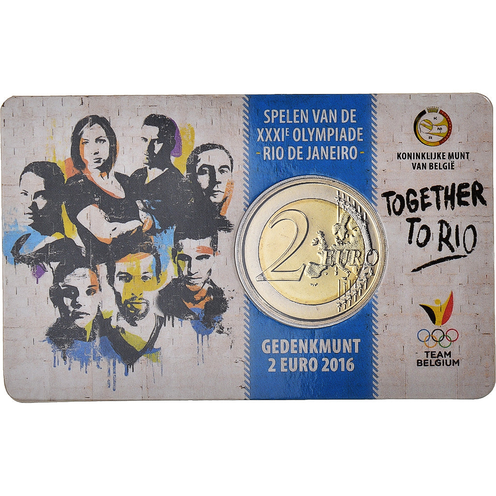 Belgium, 2 Euro, Summer Olympics Rio de Janeiro, 2016, Dutch Text, MS(65-70)