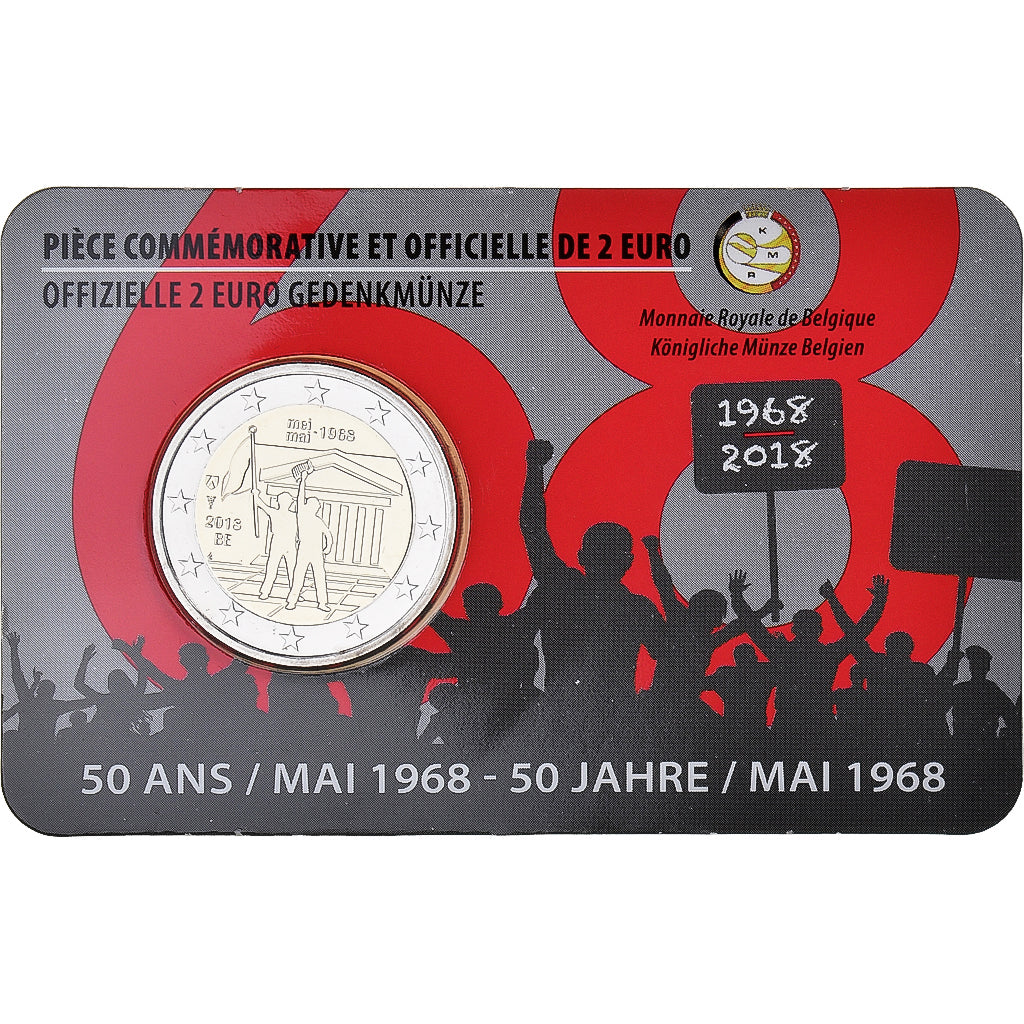 Belgium, 2 Euro, 2018, Royal Belgium Mint, Coin Card .MAI 68.BU, MS(65-70)