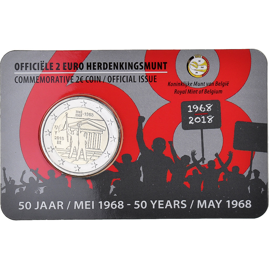 Belgium, 2 Euro, 2018, Royal Belgium Mint, Coin Card .MAI 68.BU, MS(65-70)