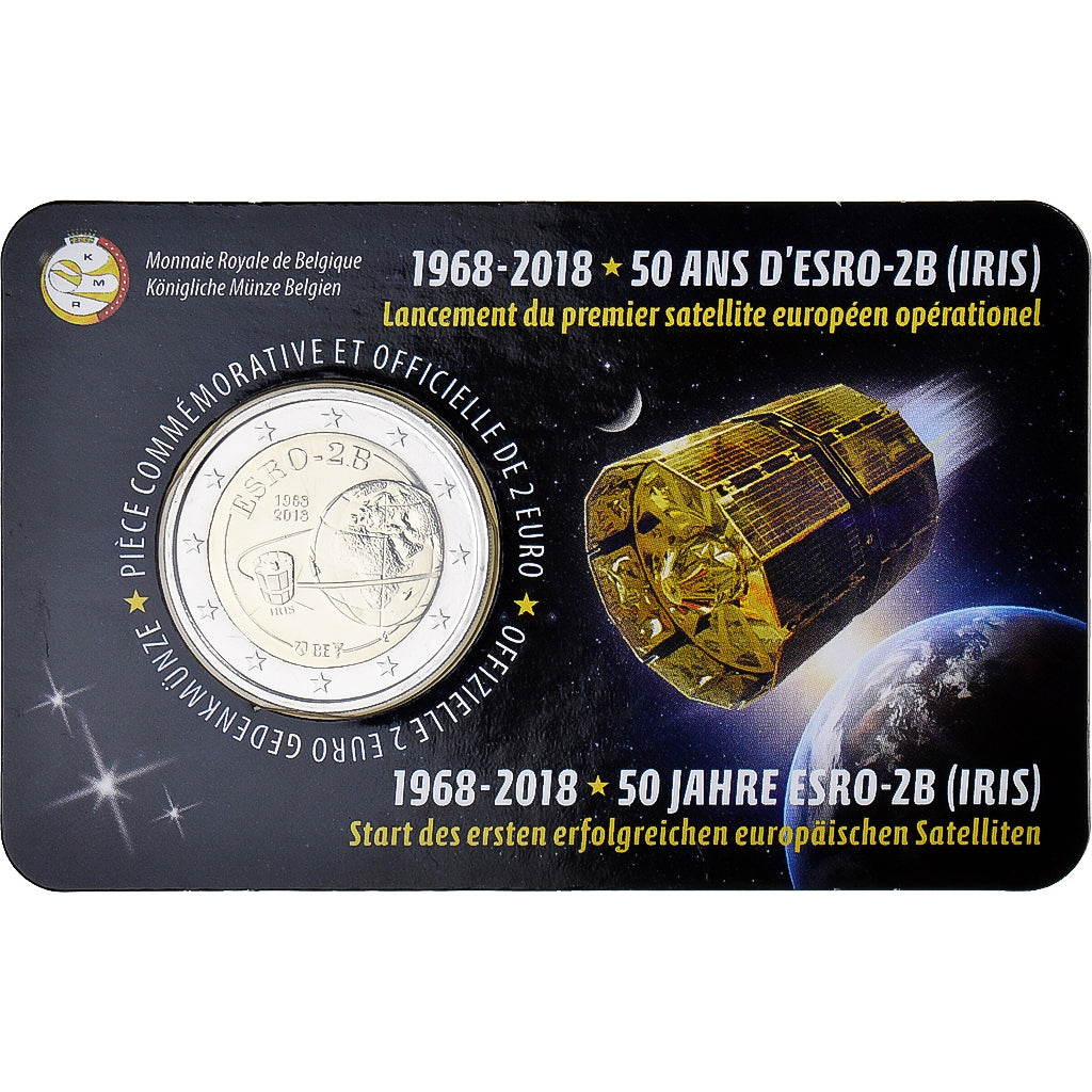 Belgium, 2 Euro, Satellite ESRO-2B, 2018, Utrecht, MS(65-70), Bi-Metallic