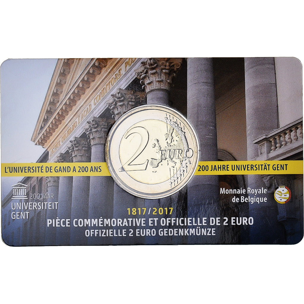 Belgium, 2 Euro, 2017, Royal Belgium Mint, Coin Card .200 ans de l Université