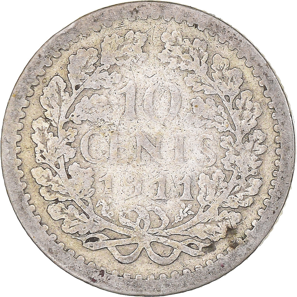 Munten, Nederland, Wilhelmina I, 10 Cents, 1911, FR+, Zilver, KM:145