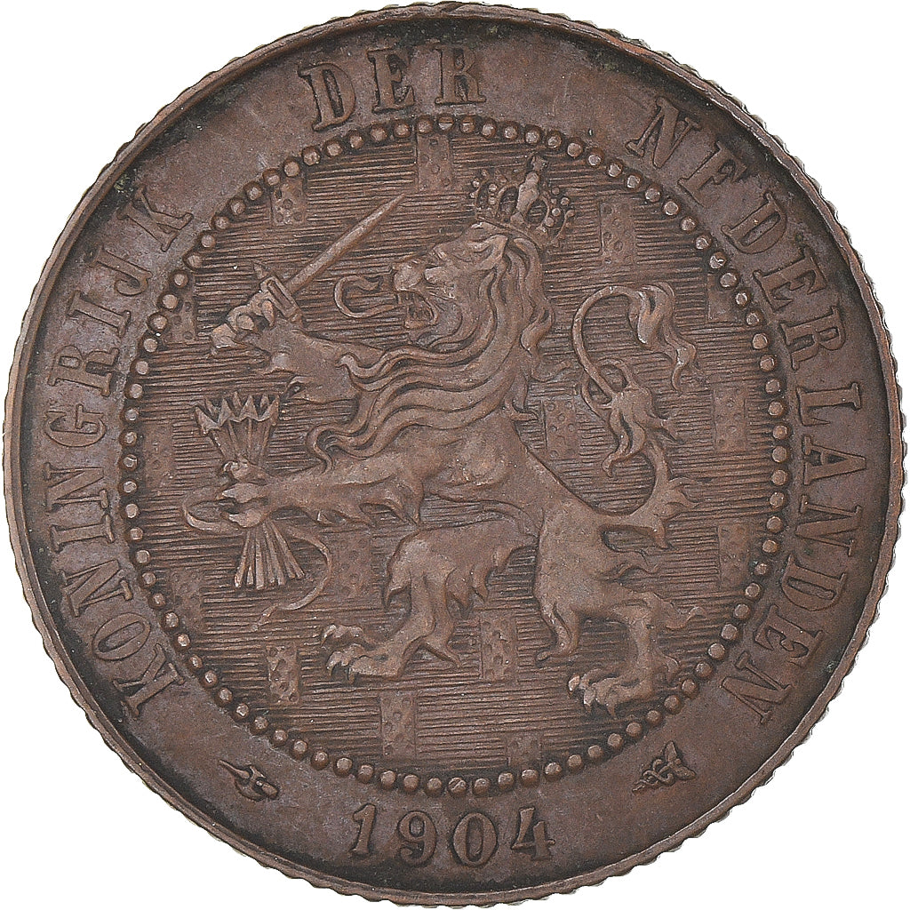 Coin, Netherlands, Wilhelmina I, 2-1/2 Cent, 1904, EF(40-45), Bronze, KM:134