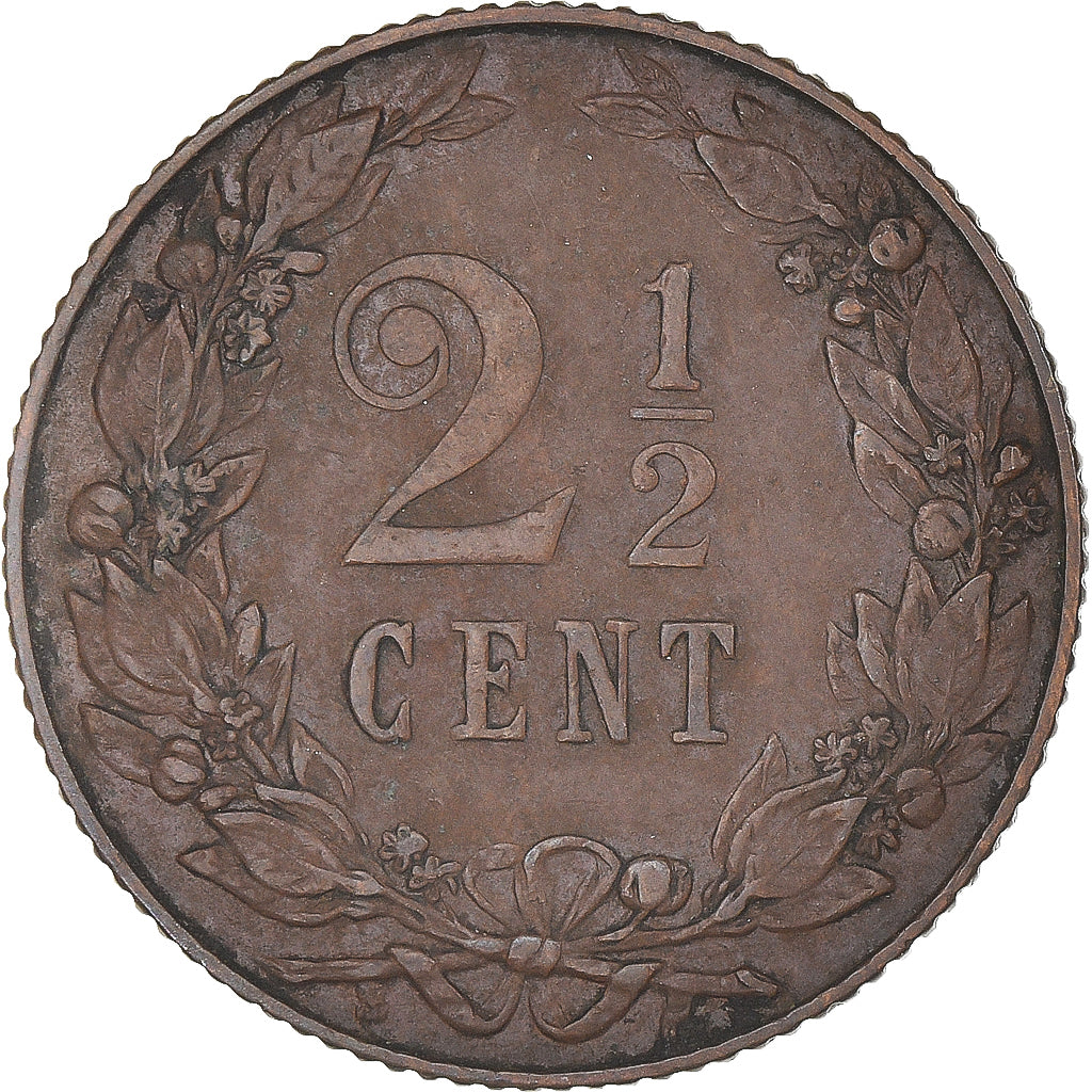 Coin, Netherlands, Wilhelmina I, 2-1/2 Cent, 1904, EF(40-45), Bronze, KM:134