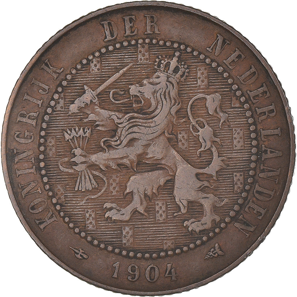 Moeda, Países Baixos, Wilhelmina I, 2-1/2 Cent, 1904, EF(40-45), Bronze, KM:134