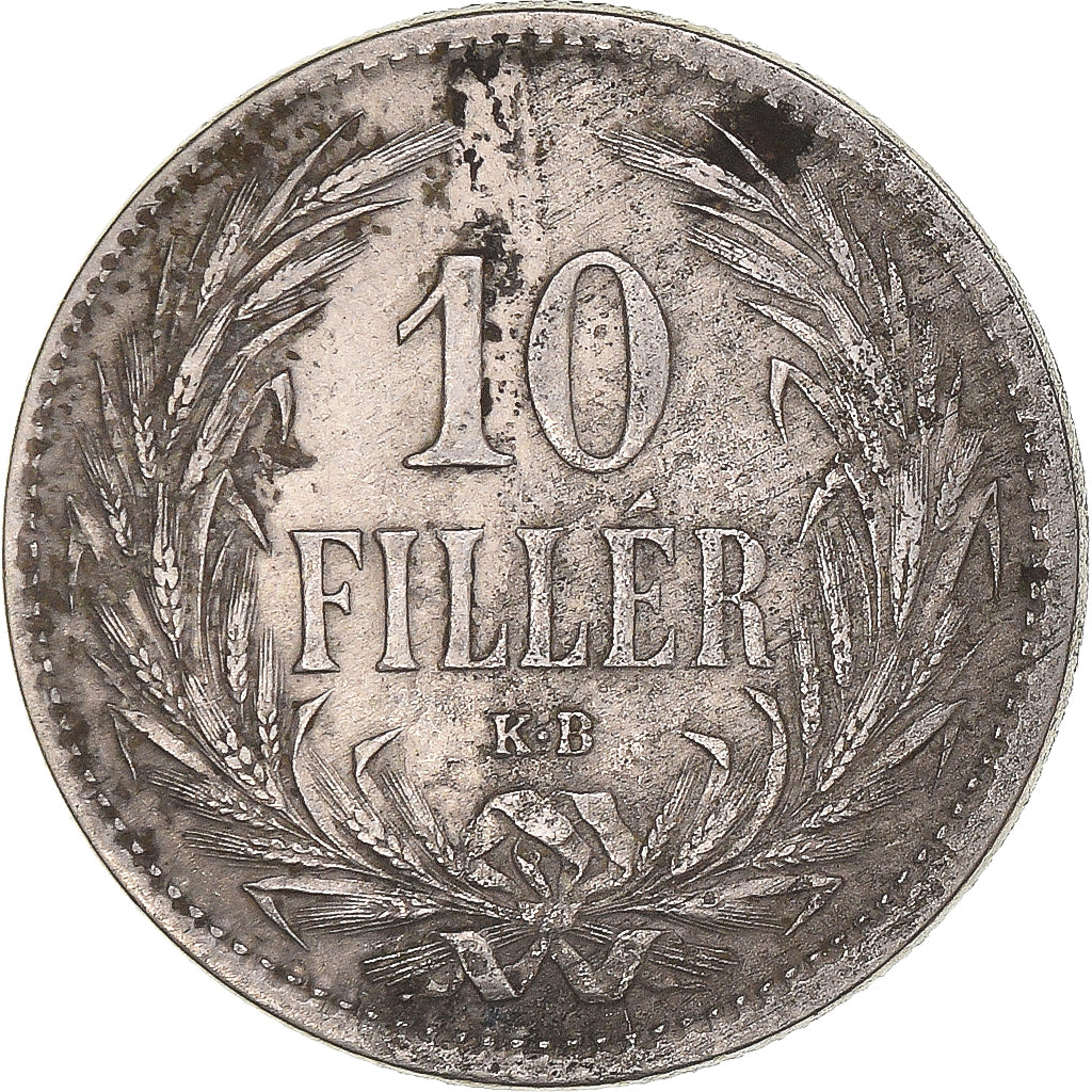 Coin, Hungary, Franz Joseph I, 10 Filler, 1892, Kormoczbanya, EF(40-45), Nickel