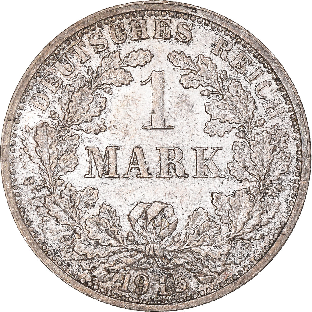 Coin, GERMANY - EMPIRE, Wilhelm II, Mark, 1915, Stuttgart, AU(55-58), Silver
