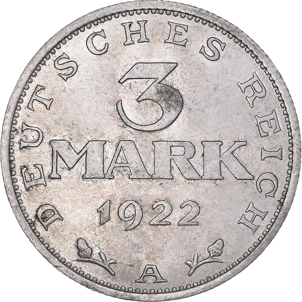 Monnaie, Allemagne, République de Weimar, 3 Mark, 1922, Berlin, TTB, Aluminium