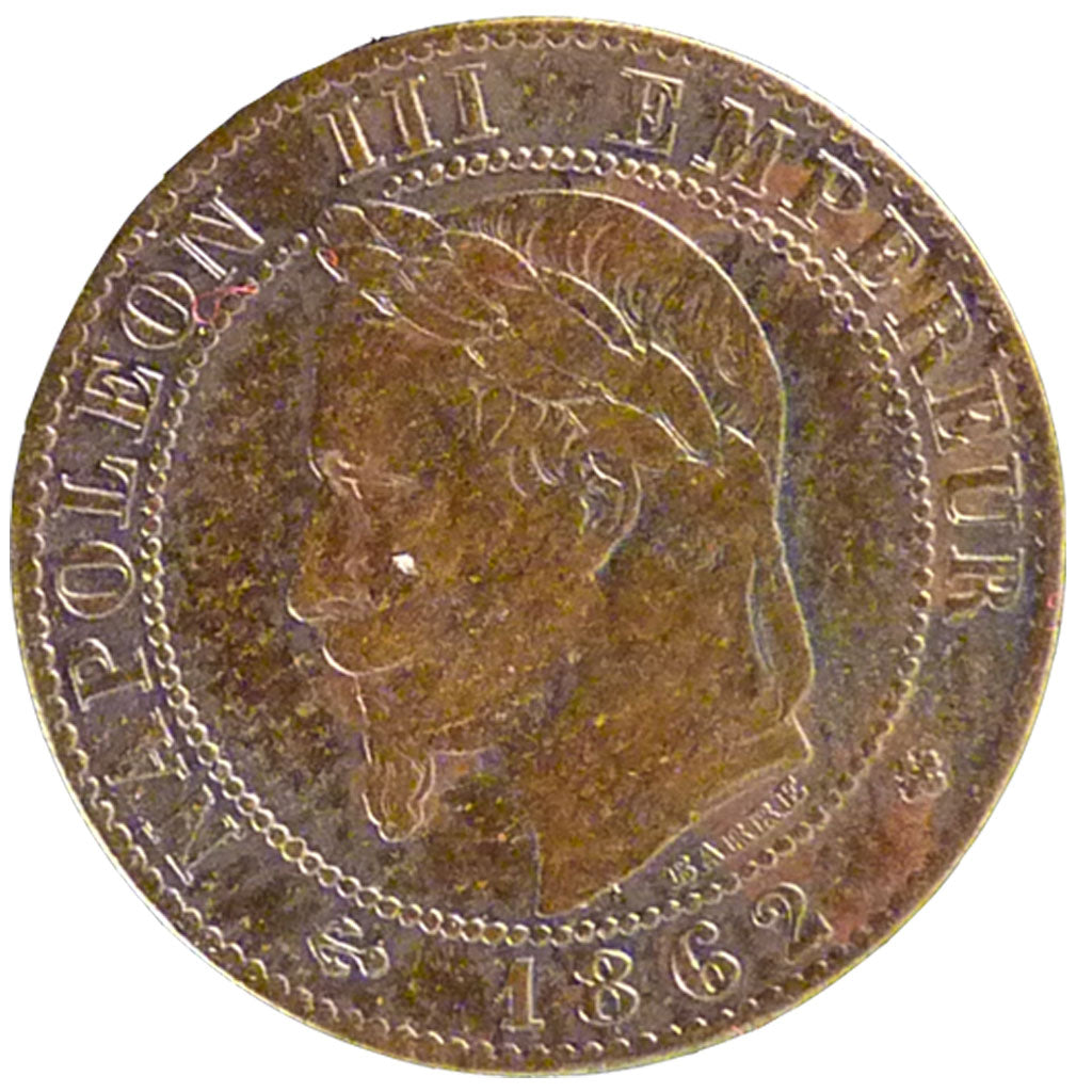 FRANCE, Napoléon III, Centime, 1862, Strasbourg, KM #795.2, AU(50-53), Bronze, G
