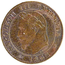 FRANCE, Napoléon III, Centime, 1862, Strasbourg, KM #795.2, AU(50-53), Bronze, G