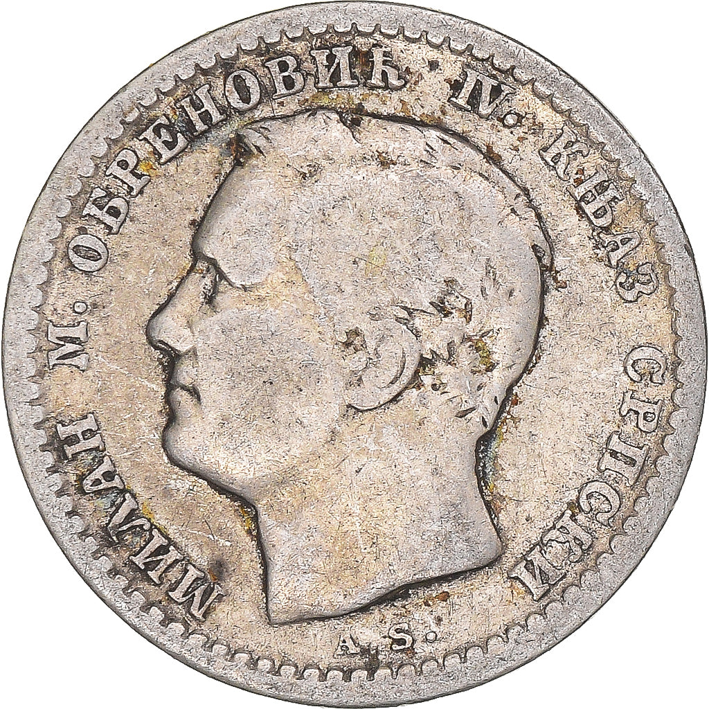 Coin, Serbia, Milan I, 50 Para, 1875, VF(30-35), Silver, KM:4