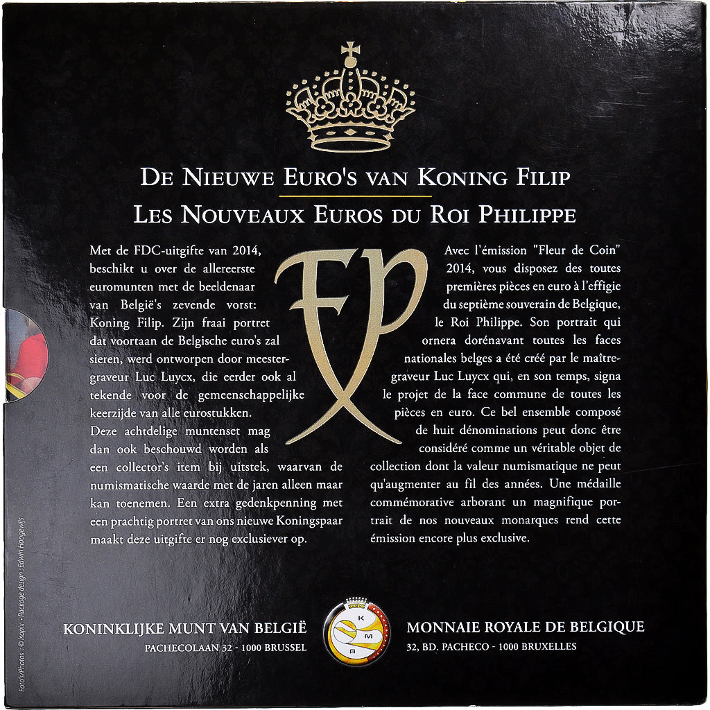 Bélgica, Set Euros, 2014, Royal Belgium Mint, ROI PHILIPPE.FDC, MS(65-70), N/D