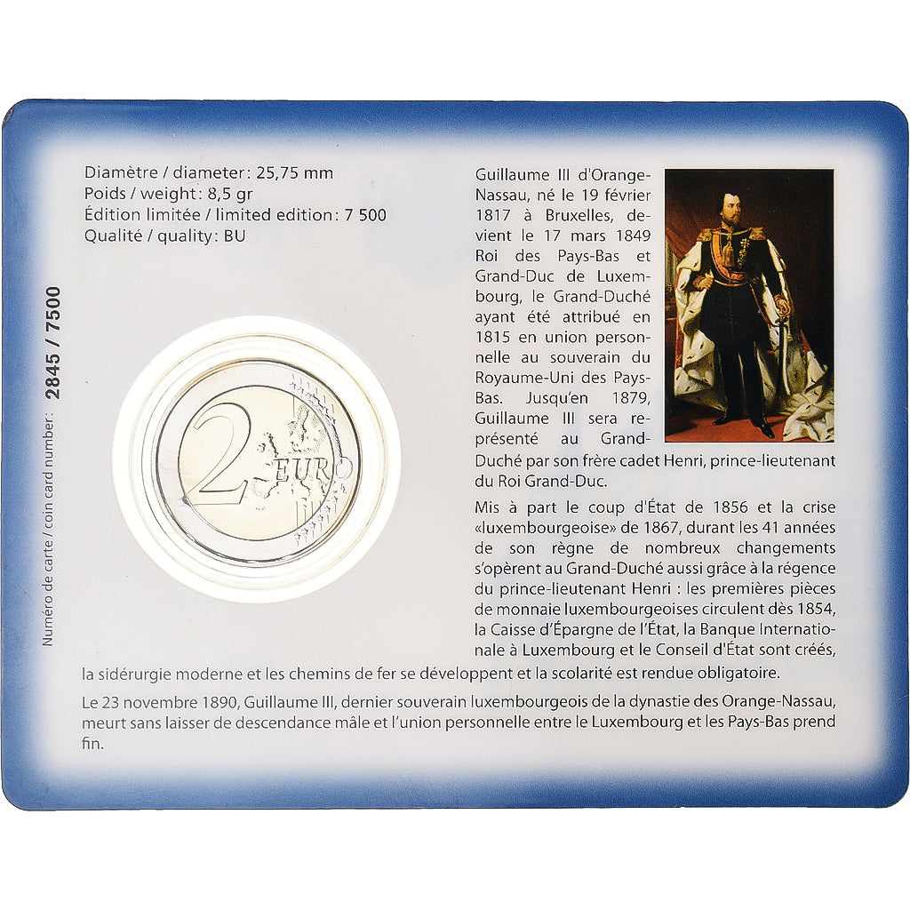 Luxembourg, 2 Euro, 2017, 200ÈME ANNIVERSAIRE DE LA NAISSANCE DE GUILLAUME