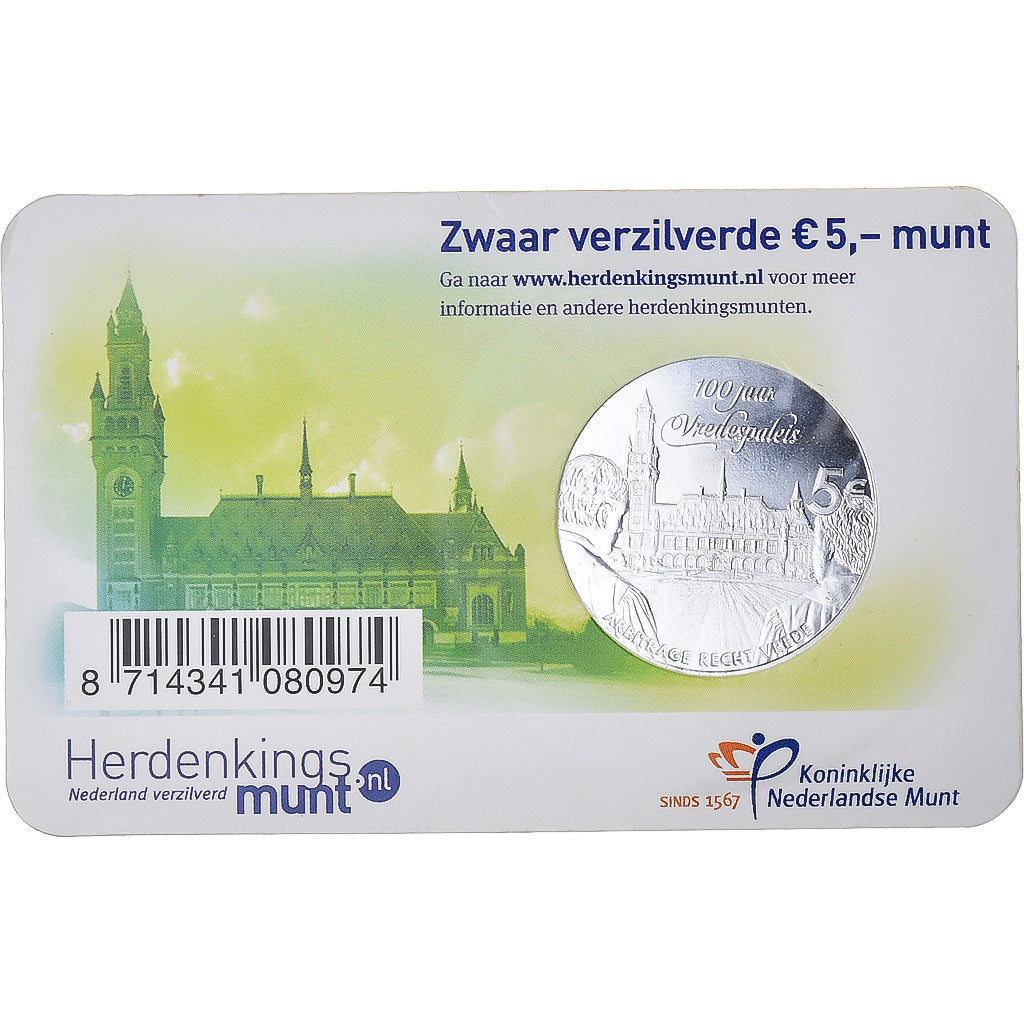 Niederlande, 5 Euro, 2013, 100 years of the PeacePalace. FDC, STGL, Silver
