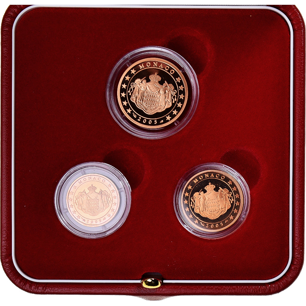 Monaco, Coffret, 2005, 1 + 2 + 5 CENTIMES BE, FDC