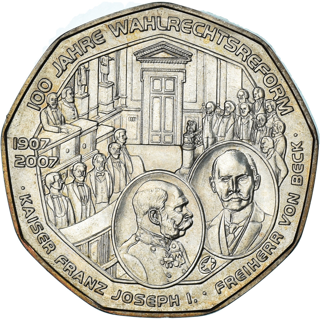 Austria, 5 Euro, 2007, Vienna, Universal Male Suffrage Centennial, AU(55-58)