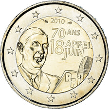 France, 2 Euro, Charles De Gaulle, Appel du 18 juin 1940, 2010, Paris, BU