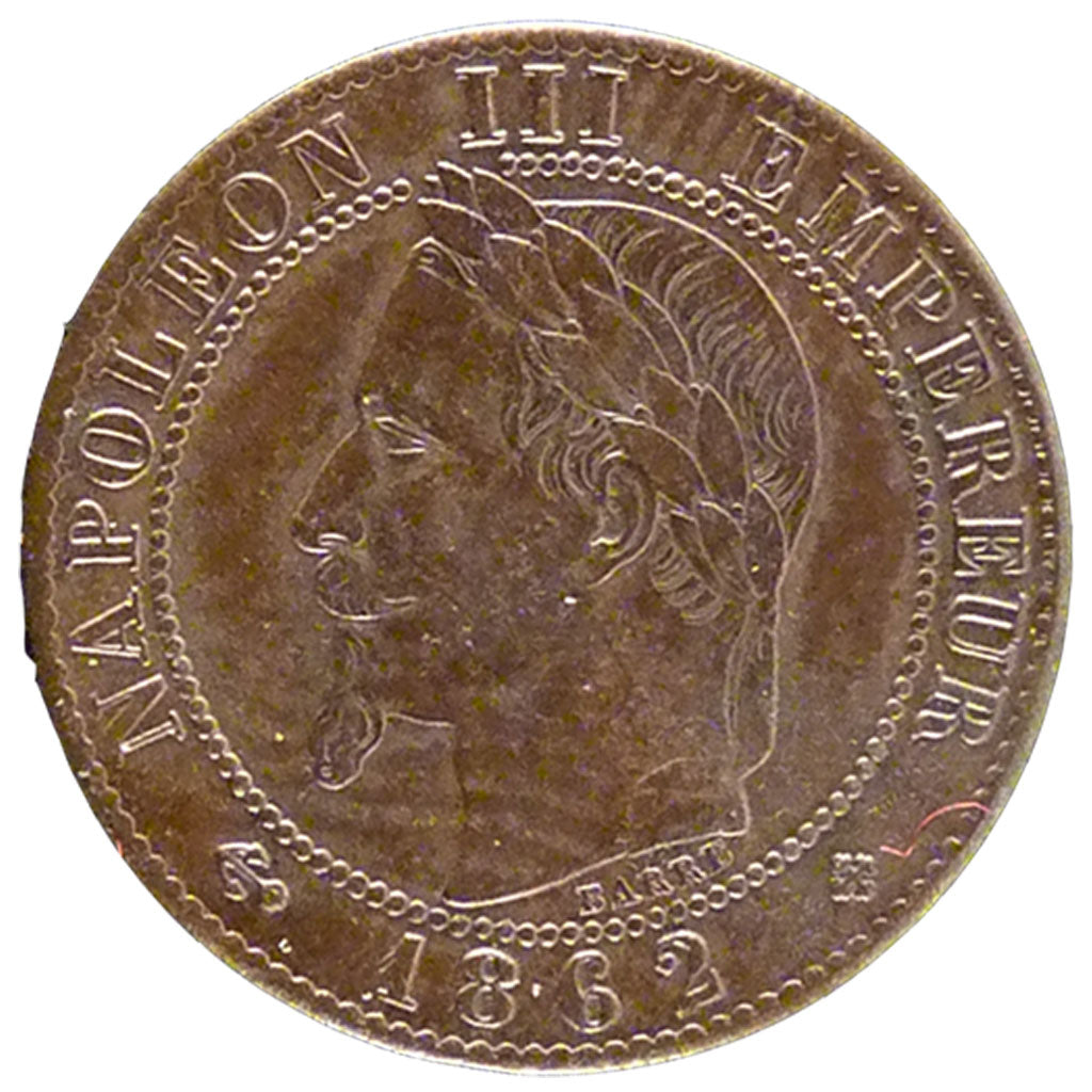 FRANCE, Napoléon III, 1 Centime, 1862, Strasbourg, AU(50-53), Bronze, Gadoury #.