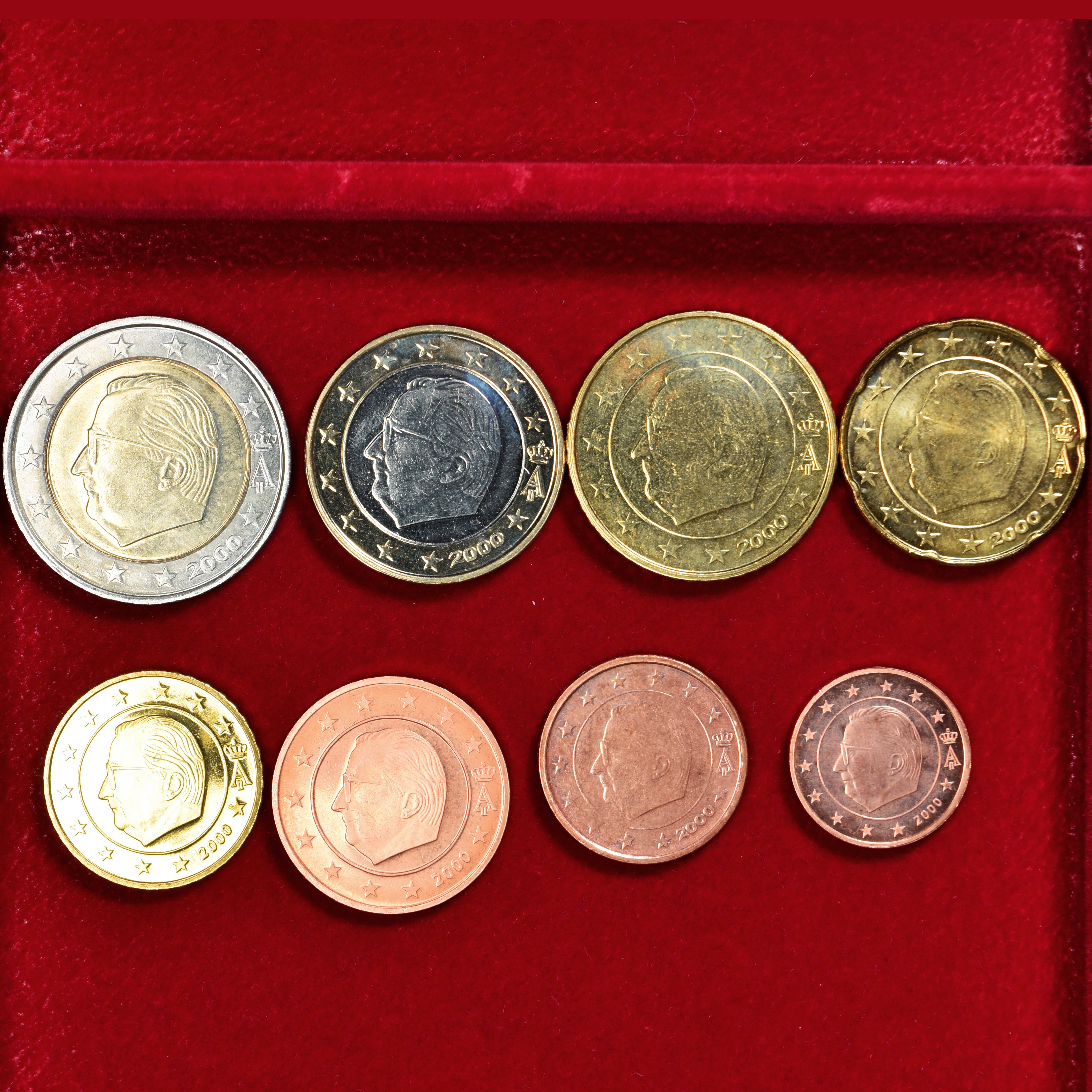 Bélgica, Euro-Set, 2000, Série de 8 pièces Euro., MS(63), N/D