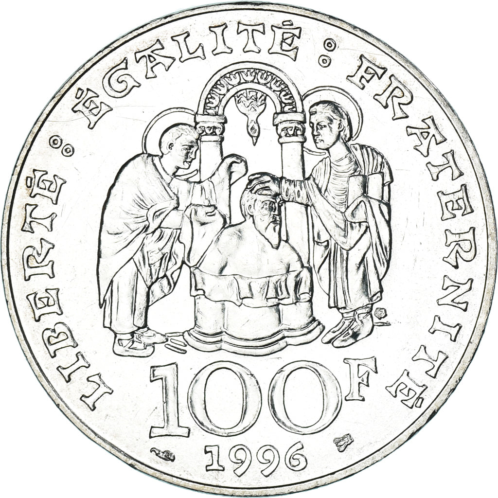 Coin, France, Clovis, 100 Francs, 1996, MS(60-62), Silver, KM:1180, Gadoury:953