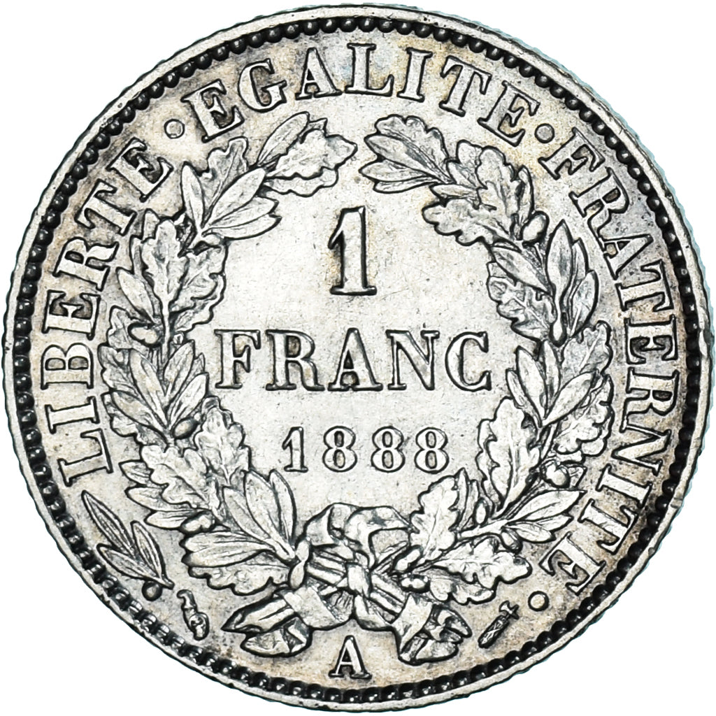 Coin, France, Cérès, Franc, 1888, Paris, EF(40-45), Silver, KM:822.1
