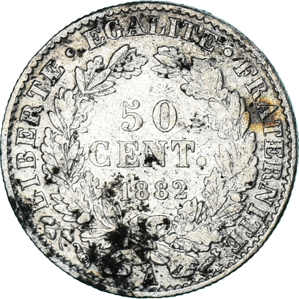 Coin, France, Cérès, 50 Centimes, 1882, Paris, VF(20-25), Silver, KM:834.1
