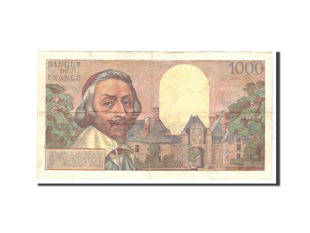 France, 1000 Francs, 1956, KM:134a, 1956-10-04, VF(20-25), Fayette:42.22