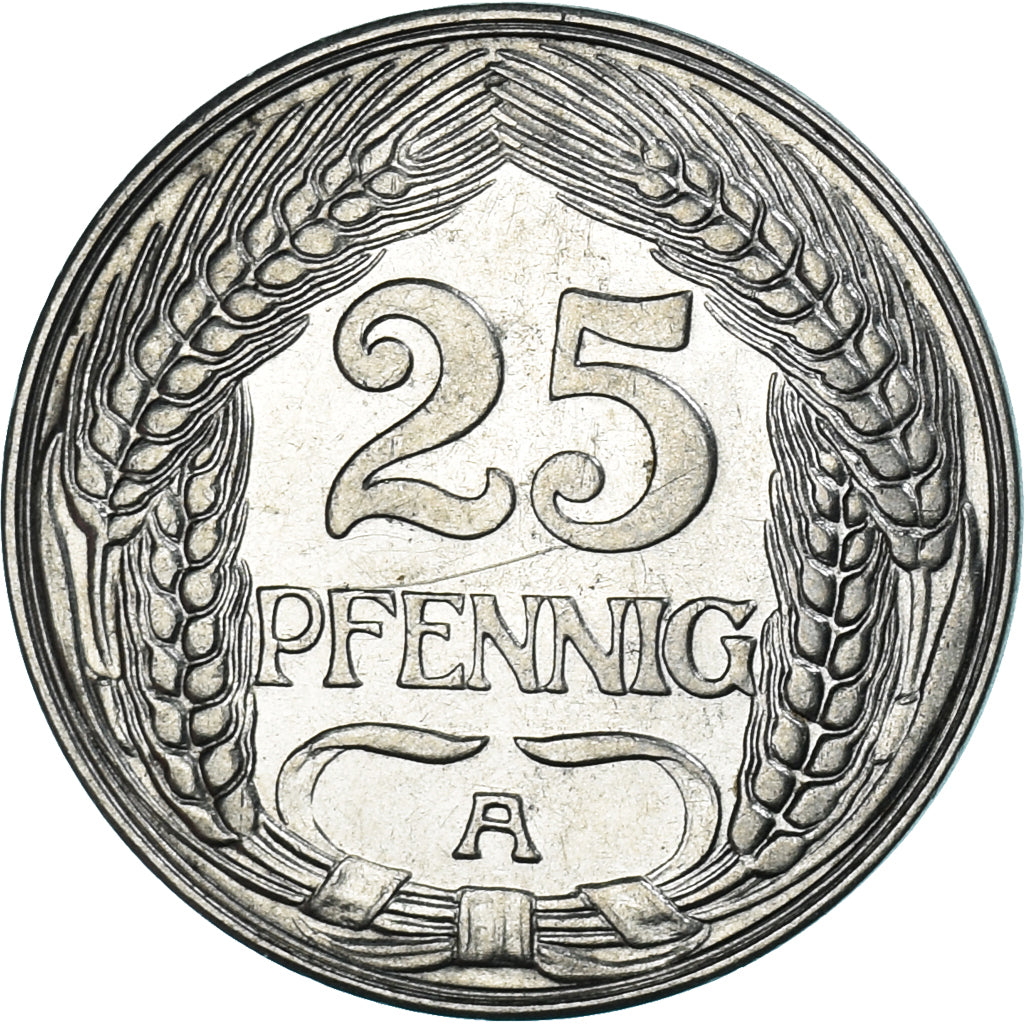 Münze, GERMANY - EMPIRE, Wilhelm II, 25 Pfennig, 1910, Berlin, SS+, Nickel