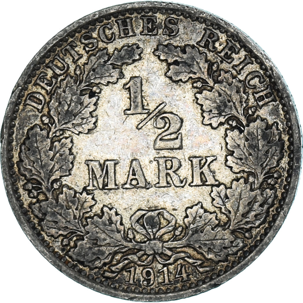 Monnaie, Empire allemand, 1/2 Mark, 1914, Berlin, TTB+, Argent, KM:17