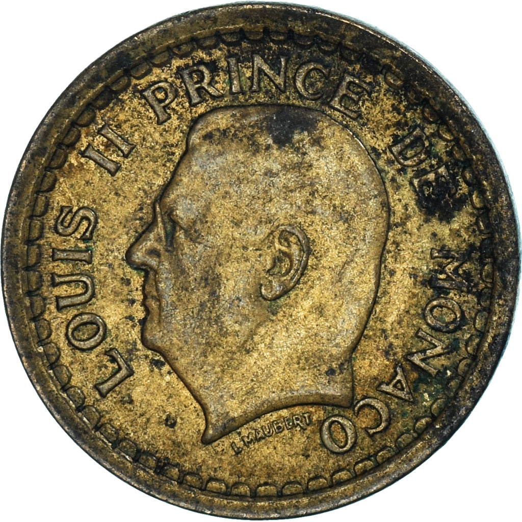 Moneta, Monaco, Franc, Undated (1943), Poissy, VF(20-25), Brązal, Gadoury:MC