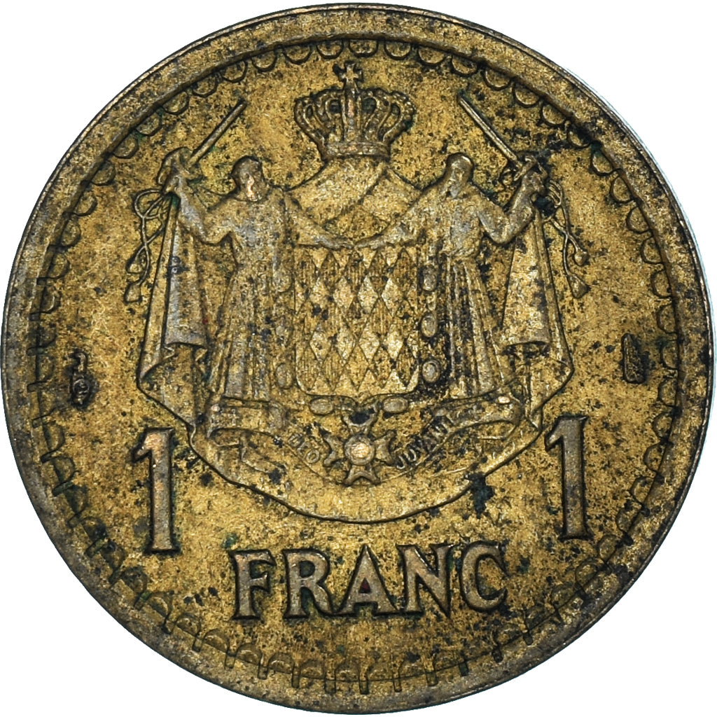 Moneta, Monaco, Franc, Undated (1943), Poissy, VF(20-25), Brązal, Gadoury:MC