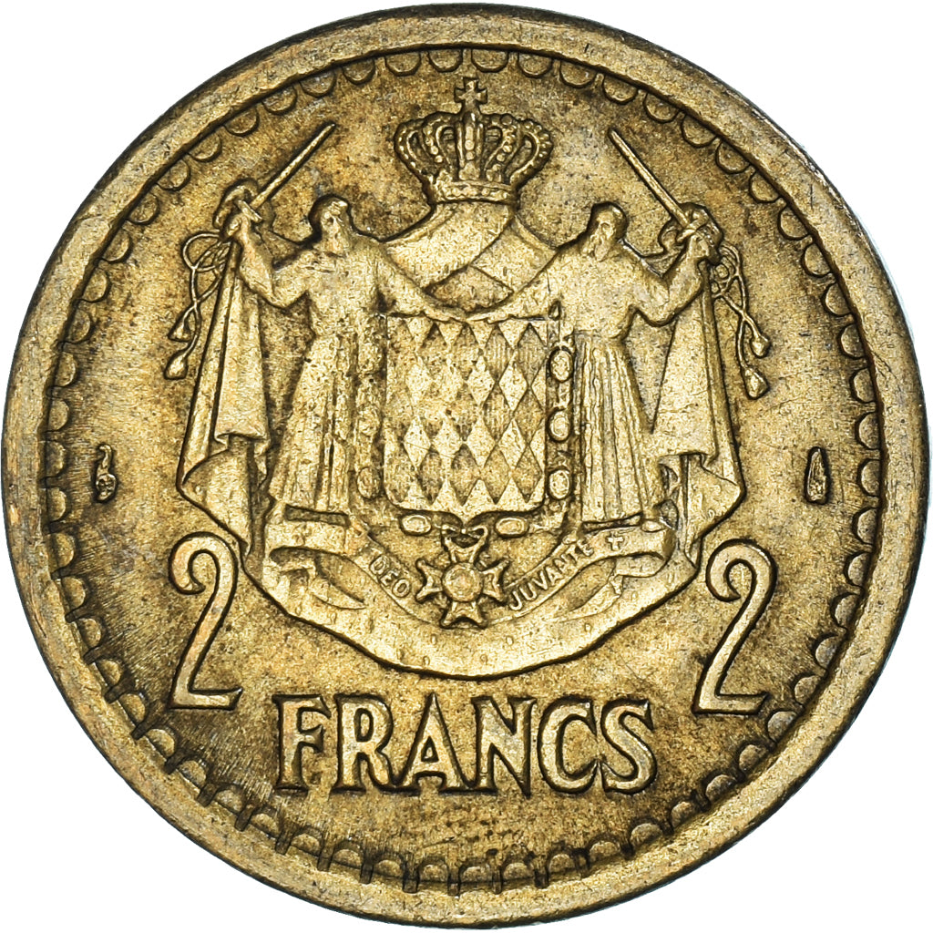 Coin, Monaco, 2 Francs, Undated (1943), Poissy, AU(50-53), Cupro-Aluminium
