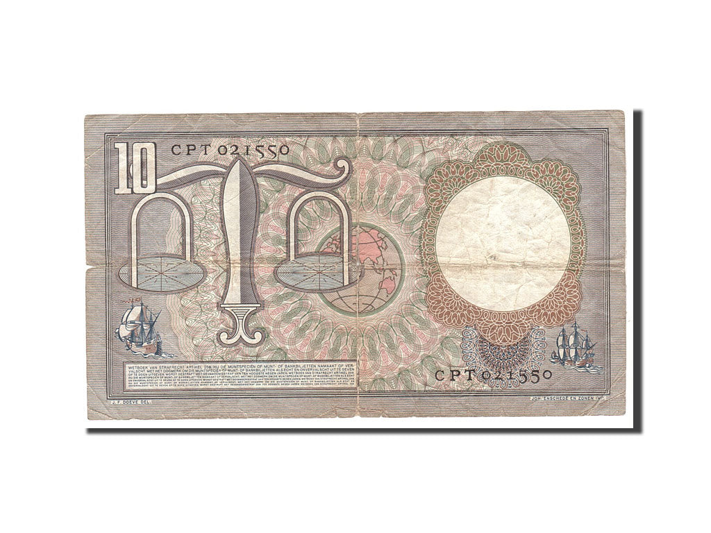 Banknote, Netherlands, 10 Gulden, 1953, 1953-03-23, KM:85, VF(20-25)