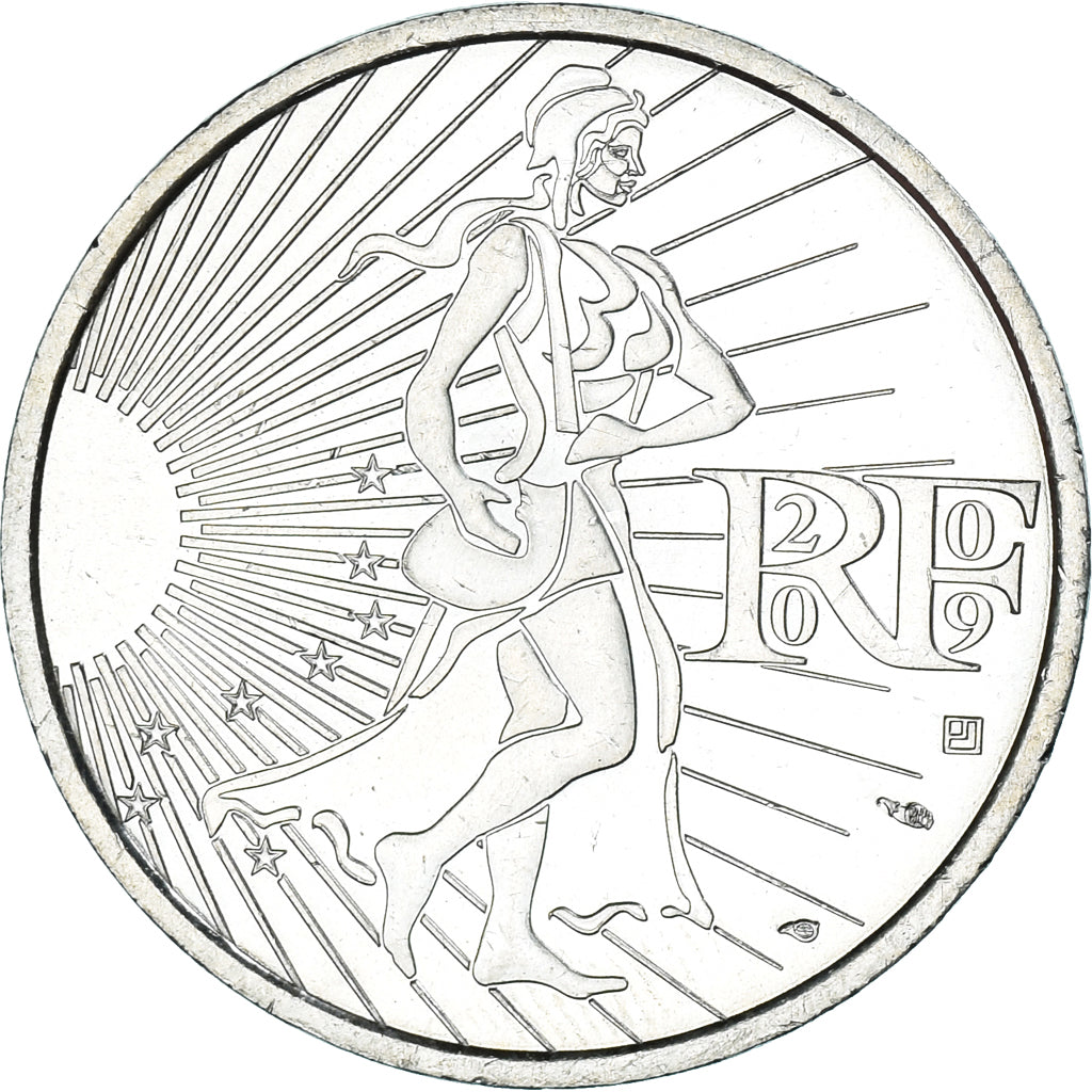 France, 10 Euro, 2009, Semeuse, MS(63), Silver