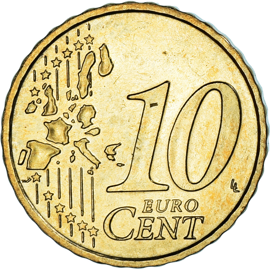 Monaco, 10 Euro Cent, 2002, Paris, MS(63), Brass, KM:170