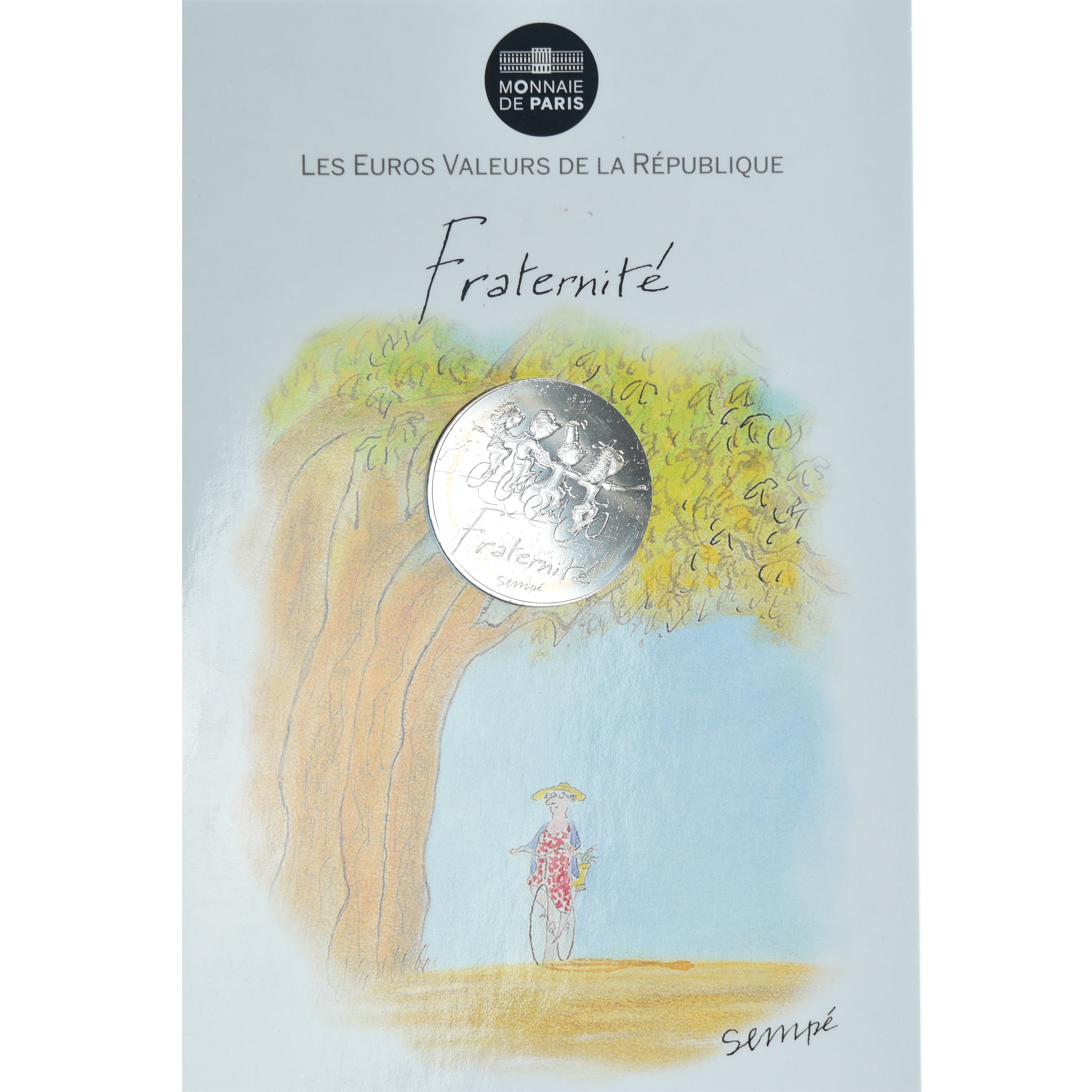 Francia, 10 Euro, Fraternité, 2014, SEMPÉ - FRATERNITÉ, FDC, Plata