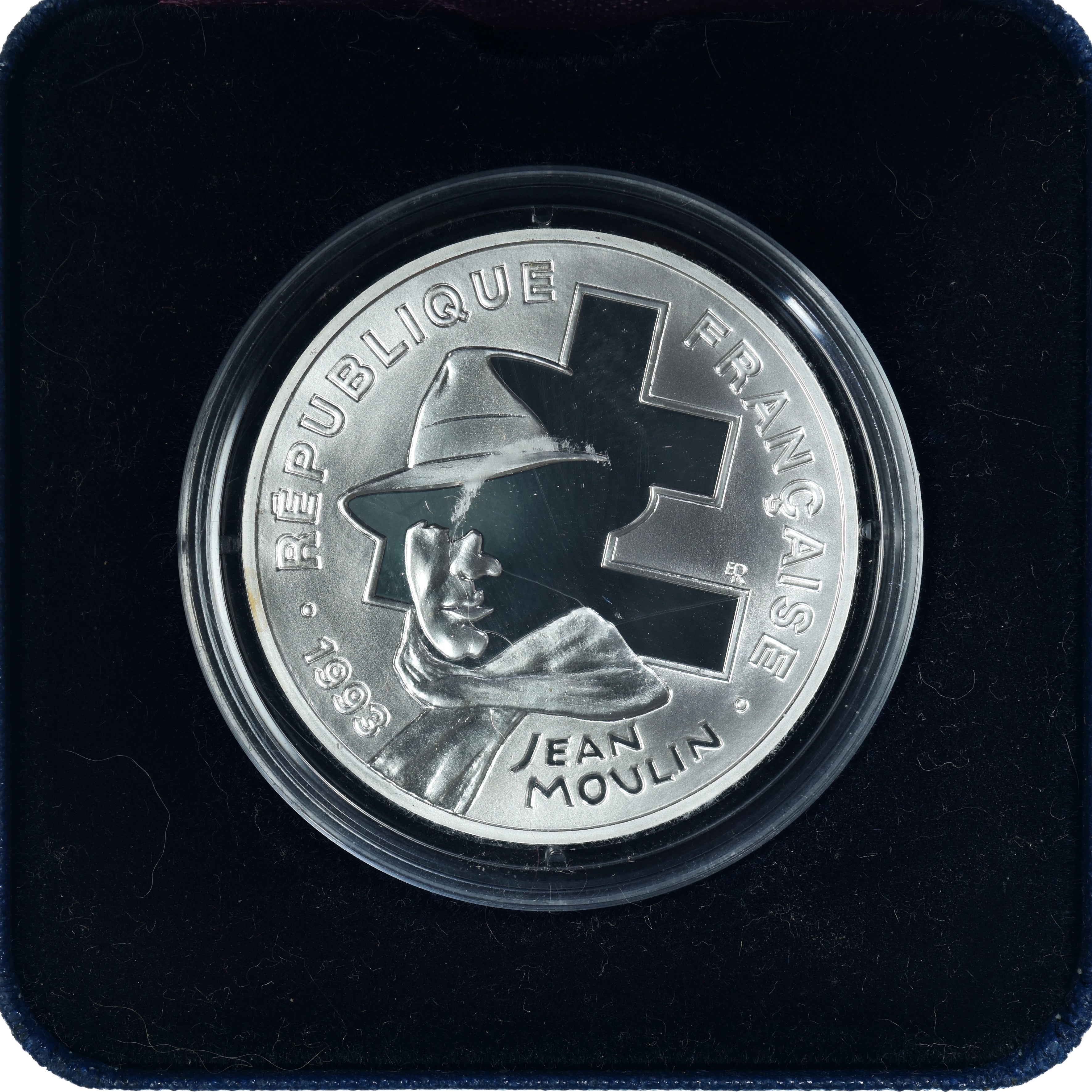 Munten, Frankrijk, Jean Moulin, 100 Francs, 1993, BE, FDC, Zilver, KM:1023