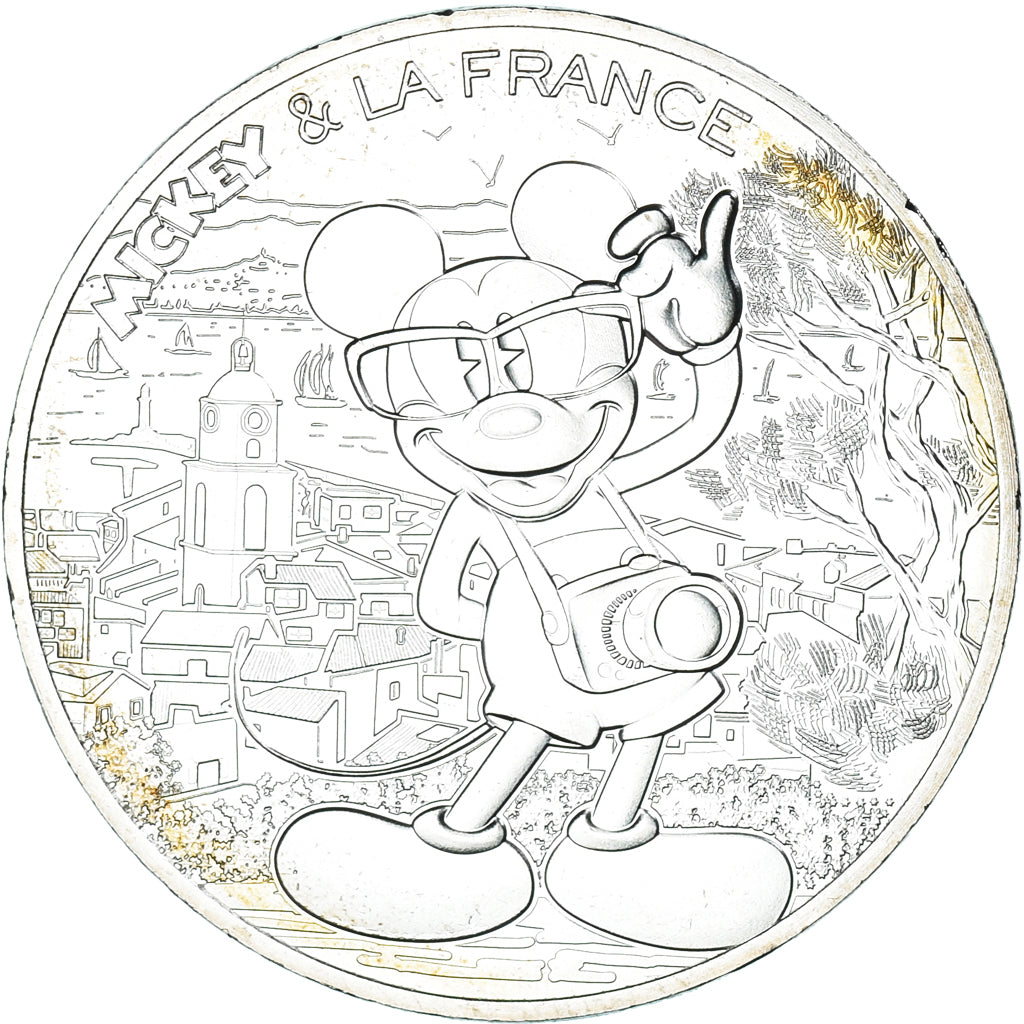 France, 10 Euro, 2018, Mickey Soleil ardent.FDC, MS(65-70), Silver