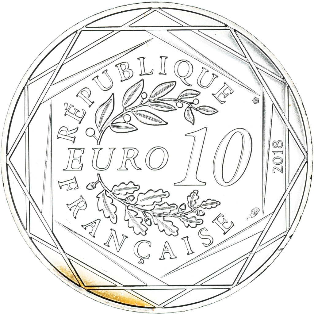 France, 10 Euro, 2018, Mickey Soleil ardent.FDC, MS(65-70), Silver