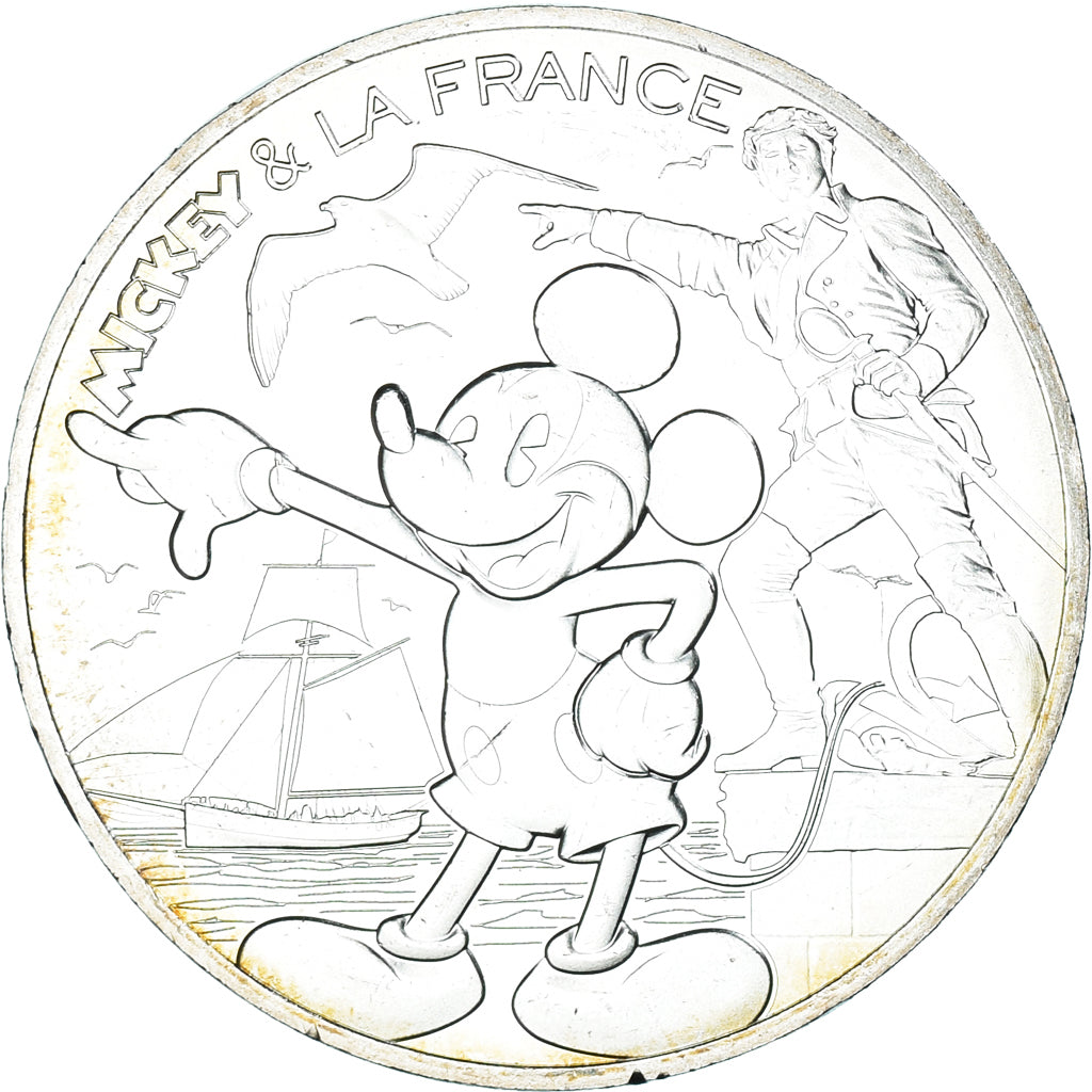 France, 10 Euro, 2018, Mickey Voile à l'horizon.FDC, MS(65-70), Silver