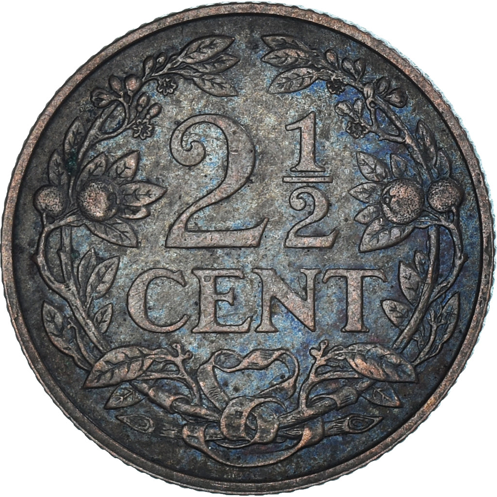 Coin, Netherlands, Wilhelmina I, 2-1/2 Cent, 1914, EF(40-45), Bronze, KM:150