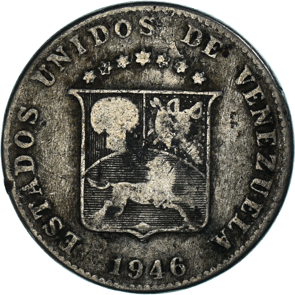 Moneta, Venezuela, 12-1/2 Centimos, 1946, VF(20-25), Cupro Nickel
