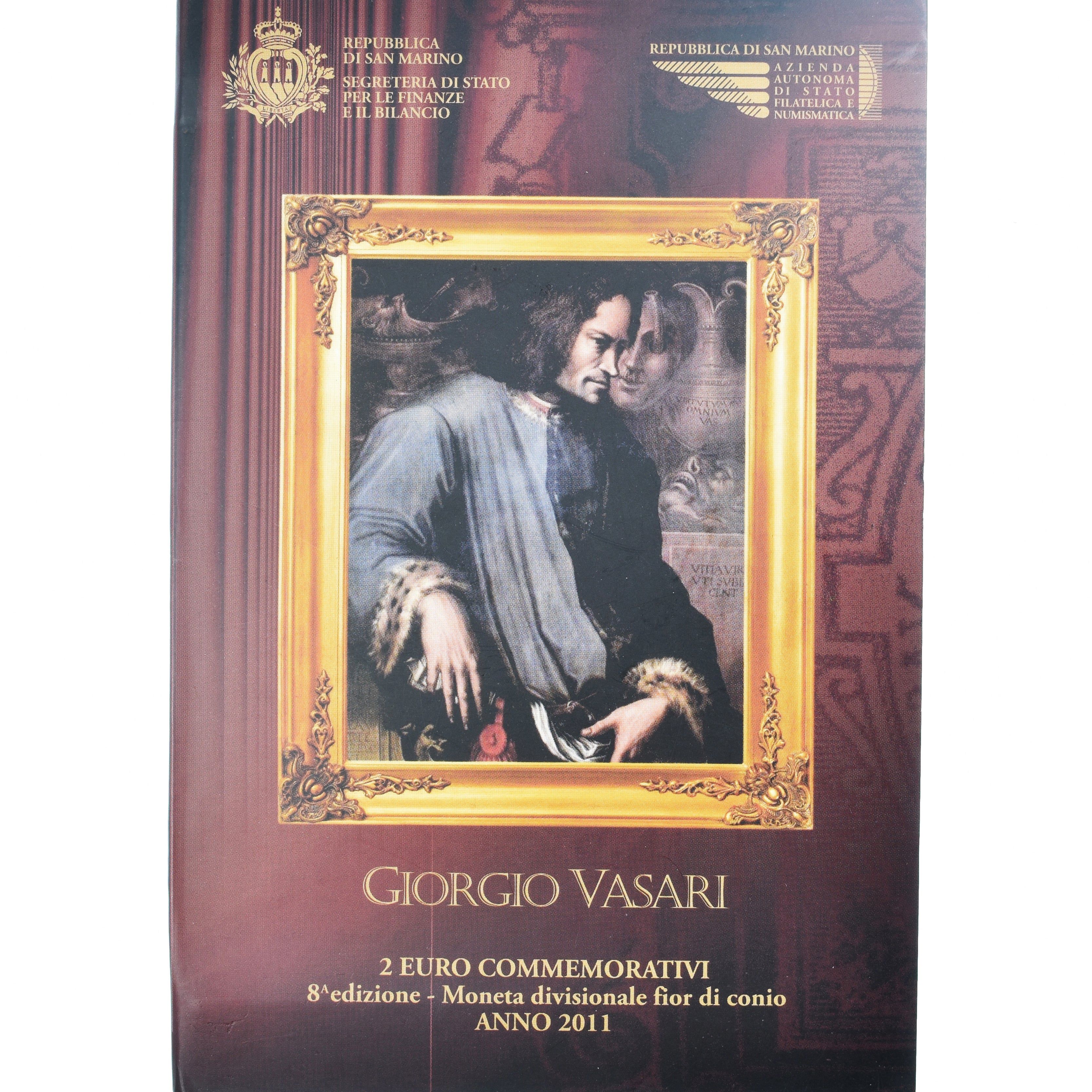 San Marino, 2 Euro, Giorgo Vasari, 2011, Rome, BU, FDC, Bimetálico